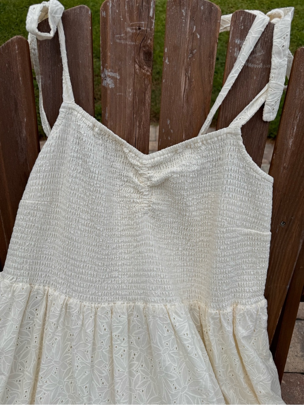 Madewell Cream Eyelet Tie-Shoulder Midi Dress - Picture 2 of 7